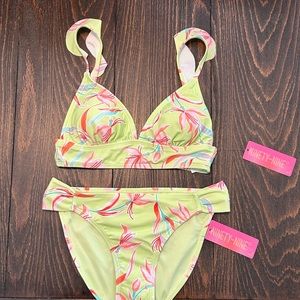 Junior’s SM 3-5 Ninety-Nine Bikini Small Spring Oasis Floral Green Pink Teal NWT